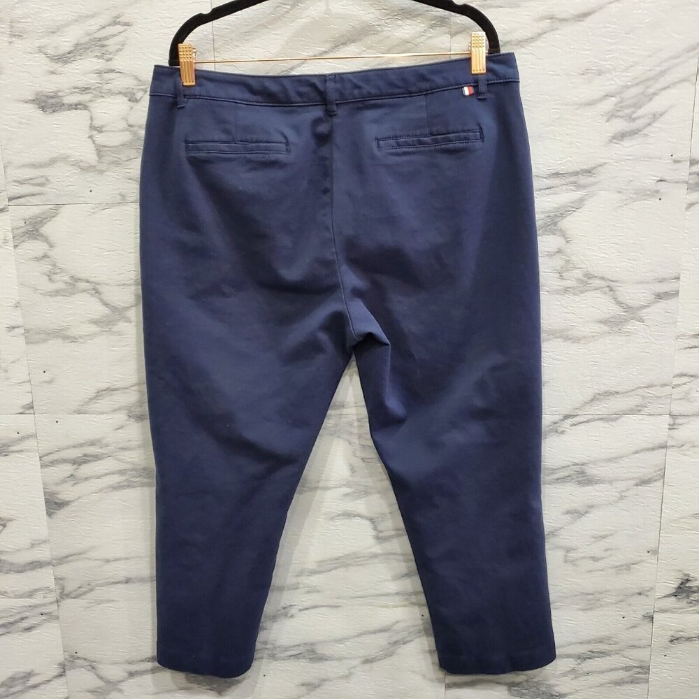 Tommy Hilfiger Cropped Pants Women Size 16 Navy Blue Sailor Stretch Comfort - Picture 4 of 14